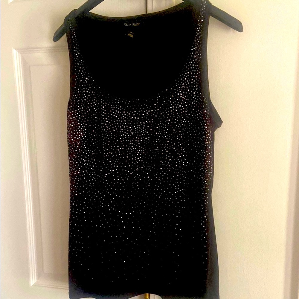 WHBM Black Sequin Sleeveless Tank Top